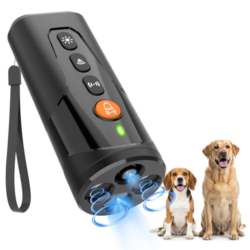 AOZOOM Ultraschall Anti Bell Gerät für Hunde, Handheld Ultraschall Hundegebell mit 4 Modi & LED, 15m Reichweite, Aufladbar & Sicheres & Effektives Bellstopp für Hunde Drinnen Draußen