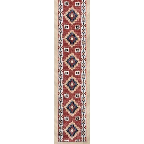 Well Woven Custom Size Hallway Stair Runner - Choose Your Length - Lizette Red Traditional Medallion 31 Inches Wide x 17 Feet Long Runner (31" x 17' Runner) Carpet by Well Woven - Used condition - US$111.04