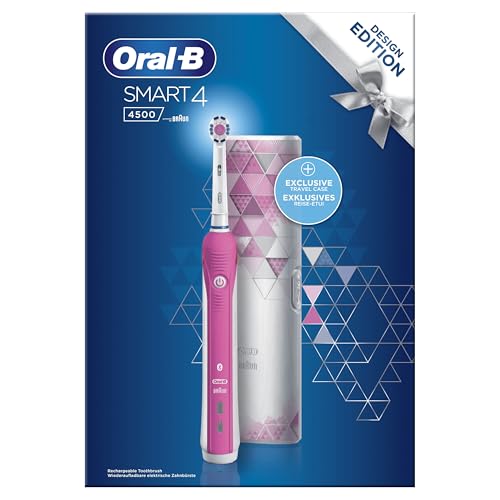 Spazzolino Elettrico Ricaricabile Oral-B Design Edition Smart 4 - 4500 Di Braun, 1 Spazzolino Rosa Connesso Con Bluetooth, 1 Testina, 1 Custodia Da Viaggio Esclusiva