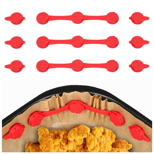 9PCS Air Fryer Magnets for Parchment Paper – Reusable Silicone Buckles for Locking Liners, Heat-Resistant Air Fryer Accessories for Metal Baskets Only