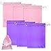 Vin Beauty 6 Pcs Wig Bag Wig Storage Bags with Satin Drawstring, Pink Purple Soft Silk Hair Storage Bags for Wigs, Bundles, Hair Extension Supplies, Home and Salon Use