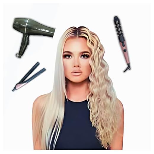 Kit Profissional para Cabelo, Secador 1800W Preto, Modelador de Cachos Rosa, Chapinha Bivolt, Conjunto 3 Peças