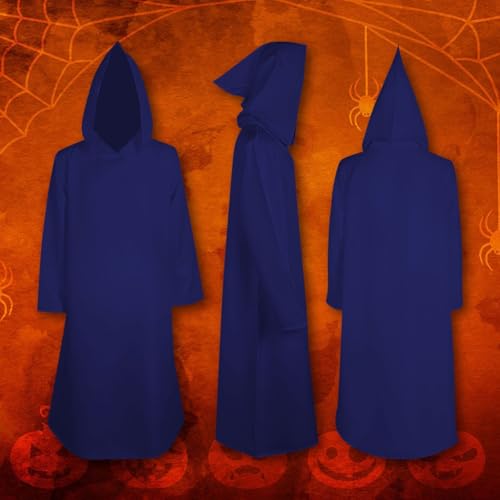 Boys Girls Halloween 𝐂ostume Cloak Cape Witch Hoodie Open Front Plain Cape Holiday Party Trendy (Navy, 3-4 Years)3