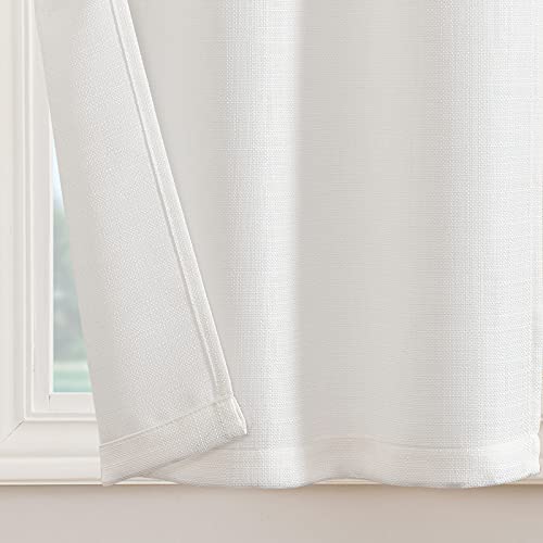 Jinchan JCDYWLSDD2-2824C00 White Kitchen Curtains 24 Inch Linen Textured Tier Curtains Tab Top Cafe Curtains Farmhouse Short Small Window Curtains Light Filtering thumb #2