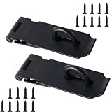 ROZEKEAN Door Hasp Latch 5 Inch Clasp Gate Lock Latch Stainless Steel Door Bolt Latch,Black Matte Fi