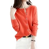 [SHANLIANG] ニット トップス カーディガン レディース 前開き 長袖 無地 重ねる着便利 体型カバー 着痩せ 小顔 無地 高伸縮 セーター インナー 冷房対策 カジュアル オフィス 通勤 日常 プレゼント (JP, アルファベット, L, オレンジ)