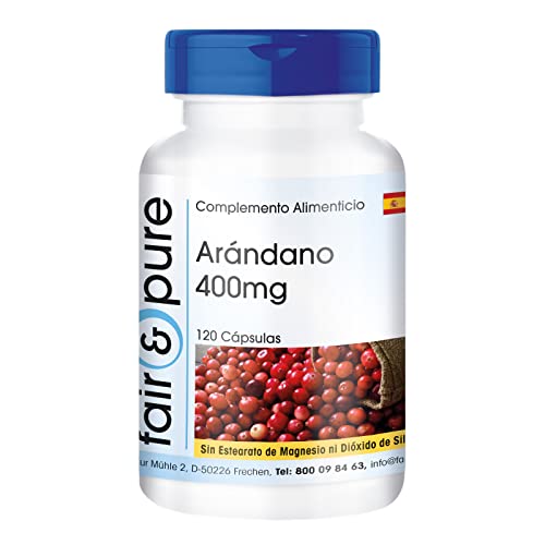 Fair & Pure® - Arándano rojo 400mg - Extracto de Cranberry - 6000mg por dosis diaria - Vegano - Alta pureza - 120 Cápsulas