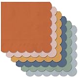 Whaline 120Pcs Pastel Scalloped Cocktail Napkin 5 Inch 6 Cute Neutral Colors Disposable Paper Napkin Multi-colored Beverage Napkin for Home Bar Birthday Wedding Table Party Decoration Supplies