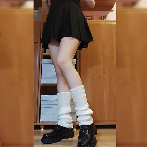 Image of 3 Pairs Women Knit Leg Warmers Retro 80s Retro Ribbed Knitted Knee Ballet Thigh High Leg Warmers Ankle Heap Sock