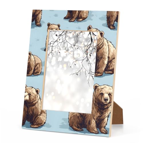 Foerrkelg Brown Bear Picture Frame 11x14,Animal Bear 11x14Photo Frame Horizontal & Vertical Display 11 by 14Wooden Picture Frame for Desktop or Wall Decoration