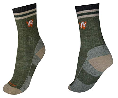 Woolrior - Calcetines de Lana Merino para Hombre y Mujer, Color Verde/Beige, tamaño Grande