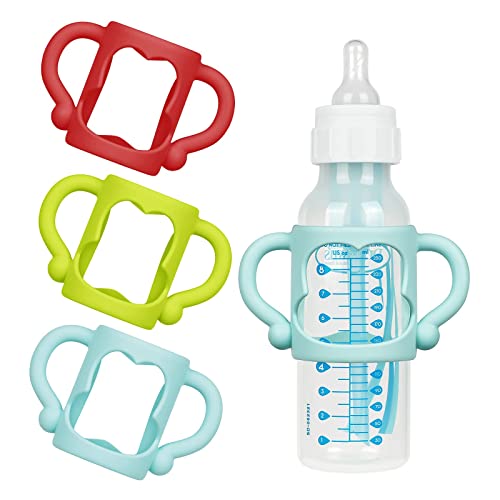 Image of Aolso Silicone Baby Bottle Handles, 3PCS Bottle Handles for Dr Brown Narrow Bottles, Easy Grip Handles to Hold Baby Bottle, Easy Carry Handle Lightweight Bottle Handle (Red/Green/Blue)