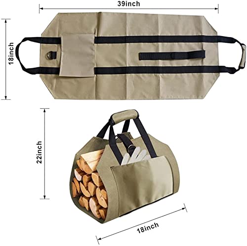 Sacos para lenha Ao ar livre Sacos para lenha Sacola de lona Suporte para lenha Suporte para armazen