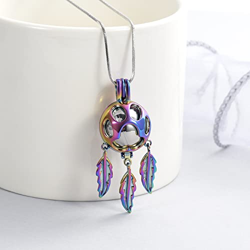 Minicremation Pet Cremation Jewelry for Ashes Paw Print Urn Necklace for Dogs Ashes Dream Catcher Hollow Ball Keepsake Pendant Necklace - Image 3