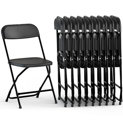 10 PACK White Foldable Plastic Chair | Folding & Stackable