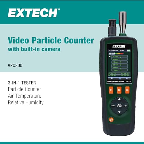 Image of Extech VPC300 Video Particle Counter with Built-in Camera | 6 particle channels, air temp and humidity, built-in camera, JPEG (640x480), AVI video, tripod mount, 4GB SD