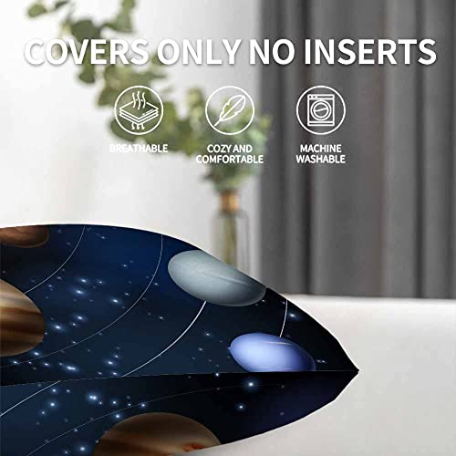 Wondertify 3D Planets Throw Pillow Covers Solar System Around The Sun Square Pillow Cases Set Of 2 For Decorative Cushion Bed Couch Sofa 18"X18" #TOP7