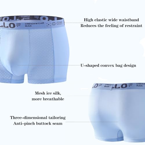 Men's Ultra Breathable Mesh Ice Silk Underwear Low Rise Boxer Briefs with Lightwight Wasitband, Multipack4