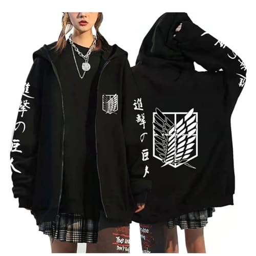 zhedu Zip Up Hoodie AOT Zipper Langarm Hoodie Damen Herren AOT Grafik Übergroß Casual Y2K Streetwear (Color 06,L)