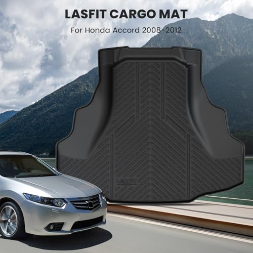 Image of LASFIT Cargo Mat for Honda Accord 2012 2011 2010 2009 2008 (Only Sedan) | All Weather Custom Fit Anti-Slip Pet Friendly Easy Clean TPE Trunk Mat Cargo Liner (NOT for Coupe & Hybrid)