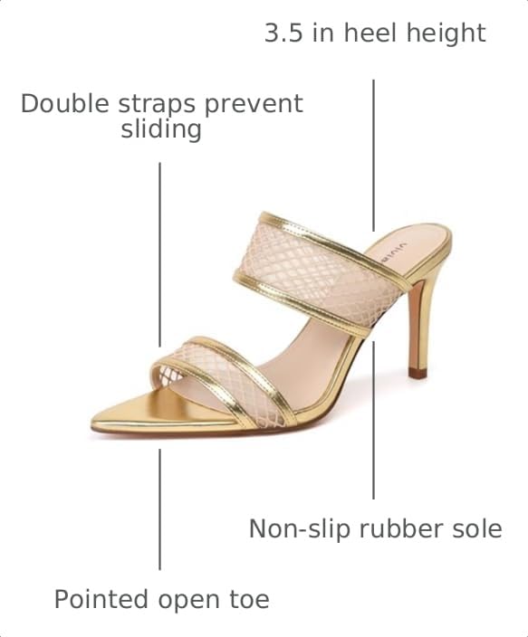 Image of vivianly Clear Pointed Toe Heels Sandals Transparent Strap Stiletto High Heels Slip on Mules for Women