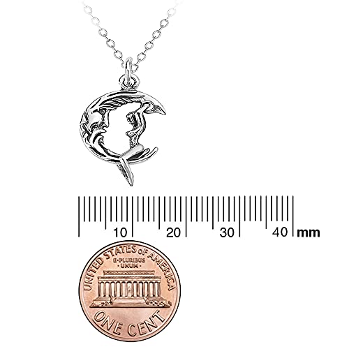 Ritastephens Sterling Silver Lady Riding the Moon Pendant Charm Necklace (18 or 20 Inches)2