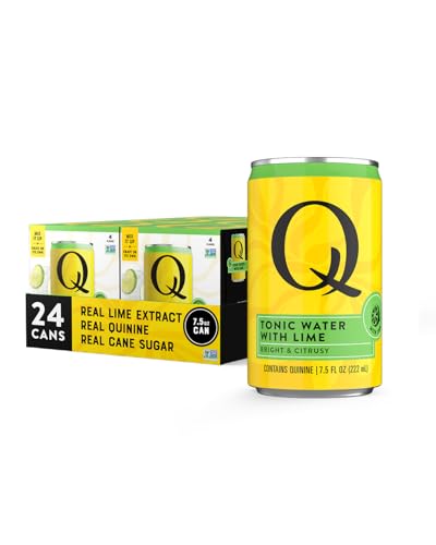 Image of Q MIXERS TONIC WATER with LIME - Real Quinine & Lime Extract - Ideal for Cocktails & Mocktails - Made with Real Ingredients, Perfectly Carbonated & Lightly Sweet - 7.5 Fl oz (Pack of 24)