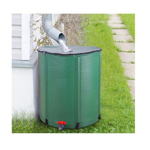 Portable Rainwater Storage Tank Collapsible Rain Barrel PVC Rainwater Collector Garden Water Harvesting System 1350L Green Rainwater Reservoir