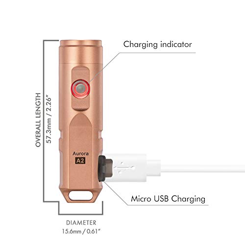 Rovyvon A2X Stainless Steel Flashlight, 650 Lumens,Micro Usb Rechargeable Flashlight High Lumens (Gold) #TOP20