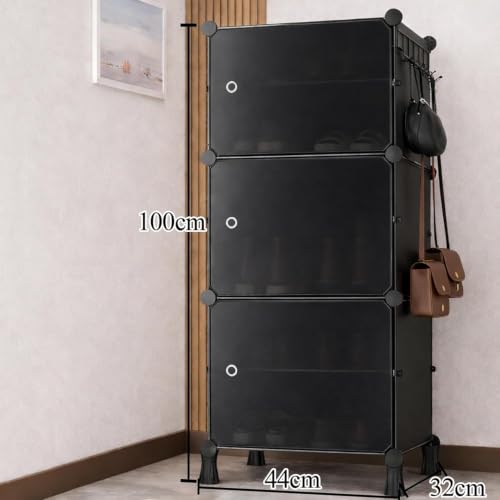 Image of Plastic Shoe Rack for Home with Door | 6-Shelf DIY Shoe Cabinet Organiser | Stores 12 Pairs | Foldable & Waterproof Shoe Stand for Entryway, Bedroom