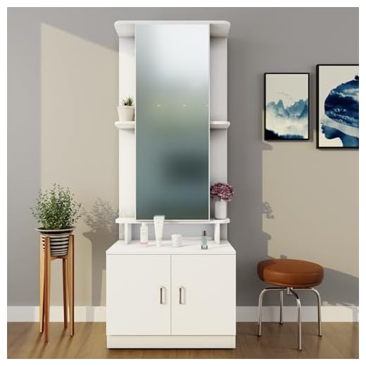 VIKI Engineered Wood|Dressing Table with Mirror and Door, Dressing Table Organizer and Storage, Vanity Makeup Cabinet, Bedroom, 180Cms(H)*70Cms(W)*40Cms(D)|1 Yr Warranty, Free Assembly | Frosty White
