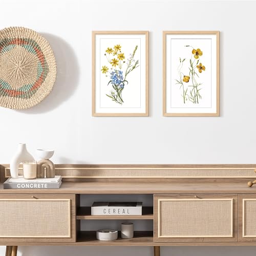 Image of upsimples 11x17 Picture Frame Solid Wooden, Nursery Decor, 1Pack Natural | 100% Solid Wood, Fit 9x15 with Mat and 11 x 17 Poster, Wall Decor or Tabletop Display, Safe For Nursery Kids Room