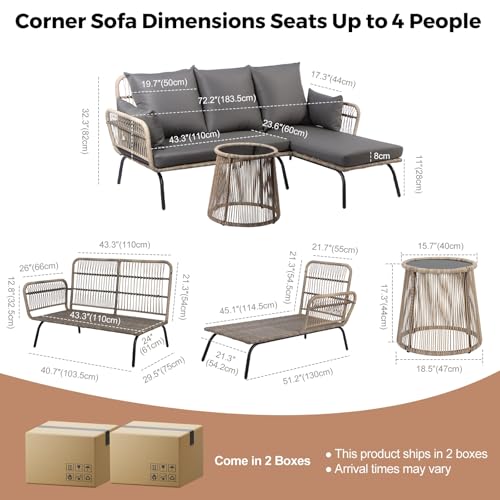 Panana 4 Seater Rattan Garden Furniture Corner Lounge Sofa Set with Coffee Table, Outdoor Patio Sofa with Cushions for Garden, Conservatory 6 Panana 4 Seater Rattan Garden Furniture Corner Lounge Sofa Set with Coffee Table, Outdoor Patio Sofa with Cushions for Garden, Conservatory - Image 6