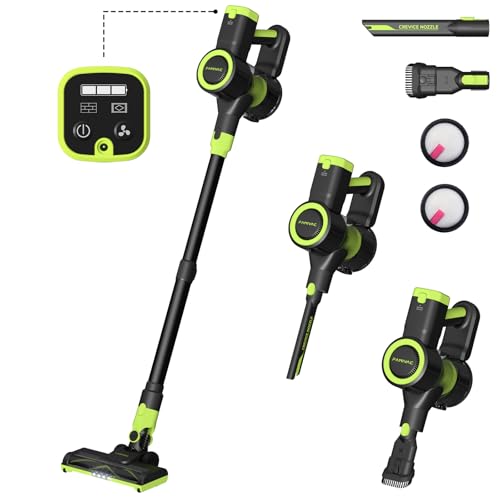 FAMIVAC Aspirador inalámbrico FV1 - Aspirador de batería con Motor sin escobillas, Fuerte Potencia de succión, batería extraíble, Tiempo de Funcionamiento de 35 min en Suelos Duros(Negro)