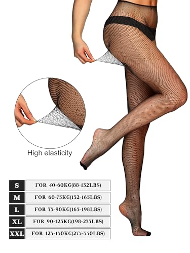 Image of Ramede 6 Pairs Women Fishnet Thigh High Stockings Waist Tights Striped Patterned Fish net Leggings Pantyhose for Halloween