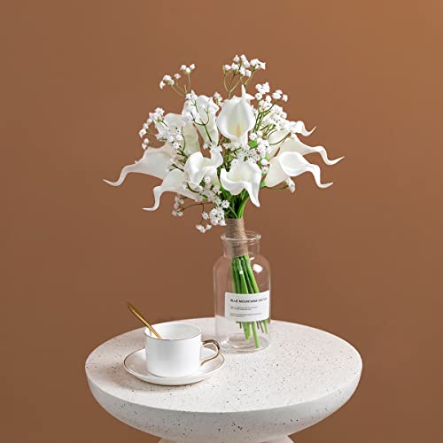 Veryhome 20Pcs White Flowers Artificial Calla Lily Flowers For Diy Bridal Wedding Bouquet Centerpieces Home Decor (Pure White) #TOP2