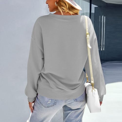 Image of Women Crew Neck Sweatshirts Fall Casual Oversized Sweat Shirts Long Sleeve Cute Preppy Sweatshirt Comfort Pullover