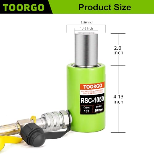 Image of 10 Ton Hydraulic Cylinder Jack,2 inch Stroke Hydraulic Ram Jack, Porta Power Automatic Retracting Jack, Green