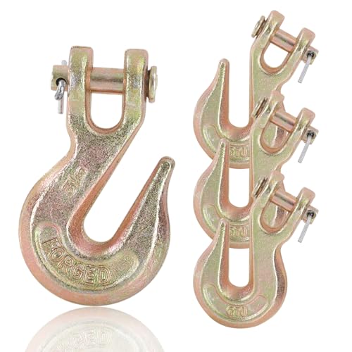 4 Pack Heavy Duty Chain Hooks 5/16 Inch Grade 70 Forged Steel Clevis Grab Hook for 5/16 Inch Chain Transport Metal Safety Chain Hooks 5400 Lbs Working Load Limit for Truck Trailer Chain Hooks