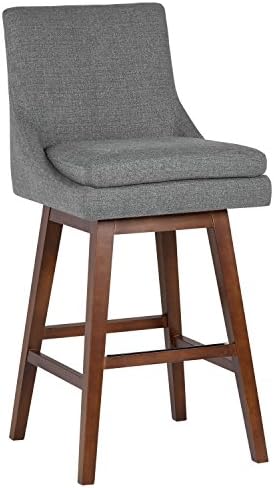 Amazon Brand – Stone & Beam Alaina Contemporary High-Back Swivel Seat Bar Stool, 43"H, Grey