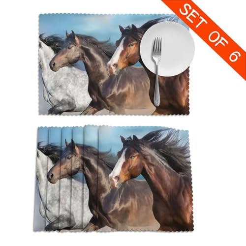 Sets de table chevaux blancs lavables et antidérapants pour protéger votre table