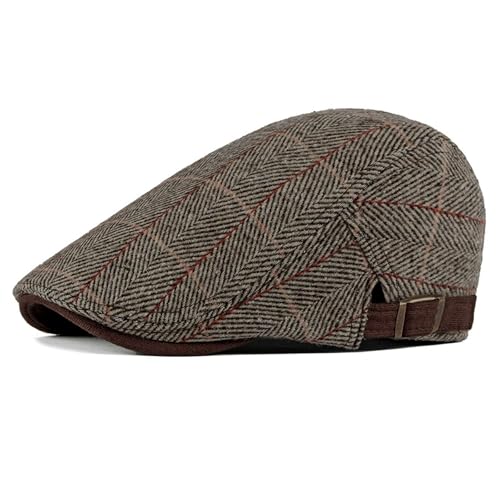 UILYNIU Boina Ajustable Vintage, Newsboy Flat Cap de Conducción, Talla M (Marrón)