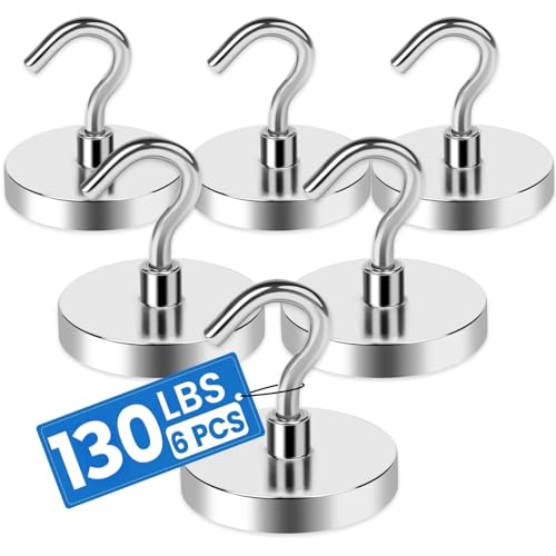 LOVIMAG Magnetic Hooks for Cruise Cabins, 130LBS Strong Magnet Hooks Heavy Duty, Powerful Neodymium Magnets for Cruise Must Haves, Metal Magnets for Ship Wall, Ceiling, Refrigerator- 6 Pcs