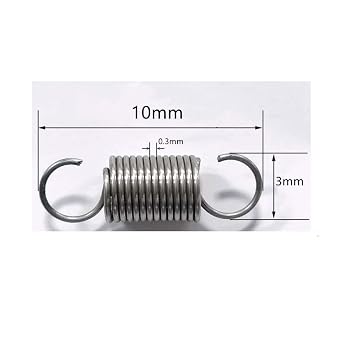 Pack of 20 Stainless Steel Small Double Hook Tension Springs, 304 Stainless Steel Compression Spring 0.3 mm x 3 mm x 10 mm Compression Spring for Secateurs