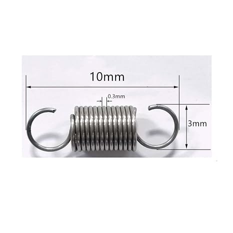 Pack of 20 Stainless Steel Small Double Hook Tension Springs, 304 Stainless Steel Compression Spring 0.3 mm x 3 mm x 10 mm Compression Spring for Secateurs
