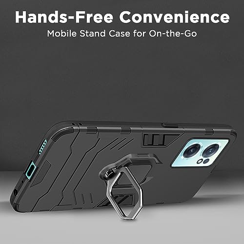 Image of Pikkme Back Cover for OnePlus Nord CE 2 5G | 360 Protection | Ring Holder | Kickstand | Tough Armor Case (Black)