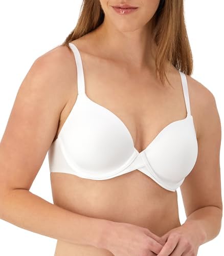 Maidenform Women's One Fabulous Fit 2.0 Tailored Demi Bra Bra, White, 34A