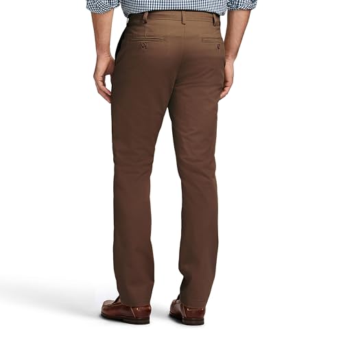 IZOD Men's American Chino Flat Front Straight Fit Pant, Decaf Coffee3