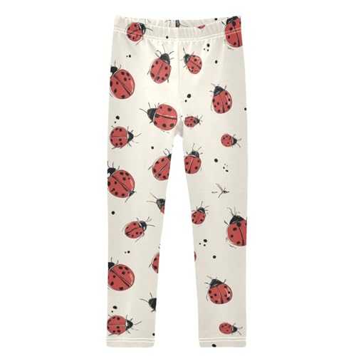 Vintage Cute Black Red Ladybug Girls Leggings Kids Yoga Pants Dance Active Tights 4T