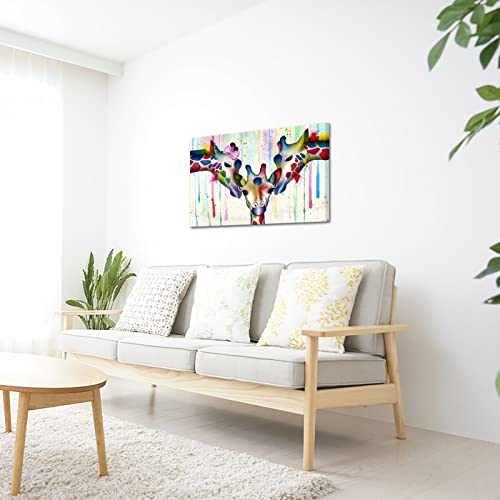 Giraffe Family Painting Funny Animal Canvas Wall Art Decor Lovely Giraffes Prints Picture Framed Stretched Wall Decoration Bedroom Kids Nursery Room Gift 24X36 #TOP1